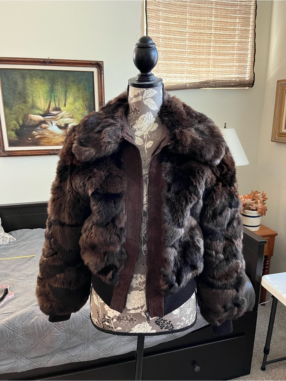 Vintage Genuine Rabbit Fur Bomber Jacket